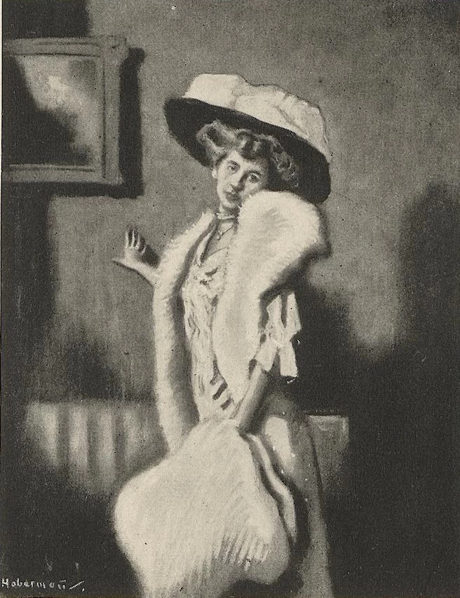 Hugo von Habermann - Signora in pelliccia bianca